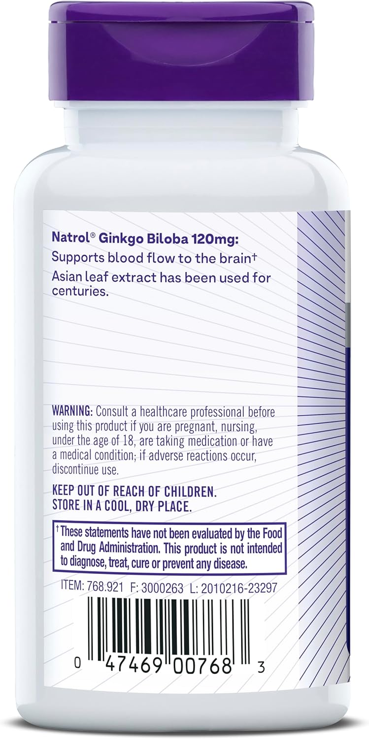 Natrol Ginkgo Biloba capsules barcode bottle 60 count