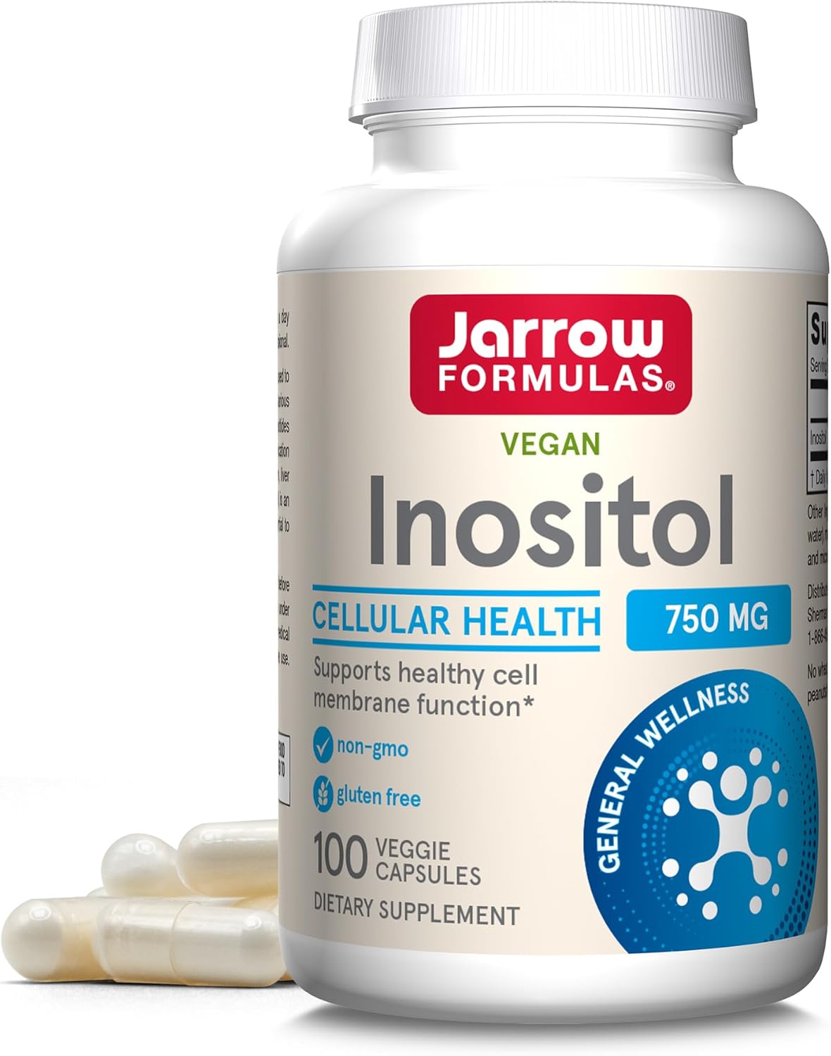Jarrow Formulas Inositol - 750 mg – 100 Veggie Capsules