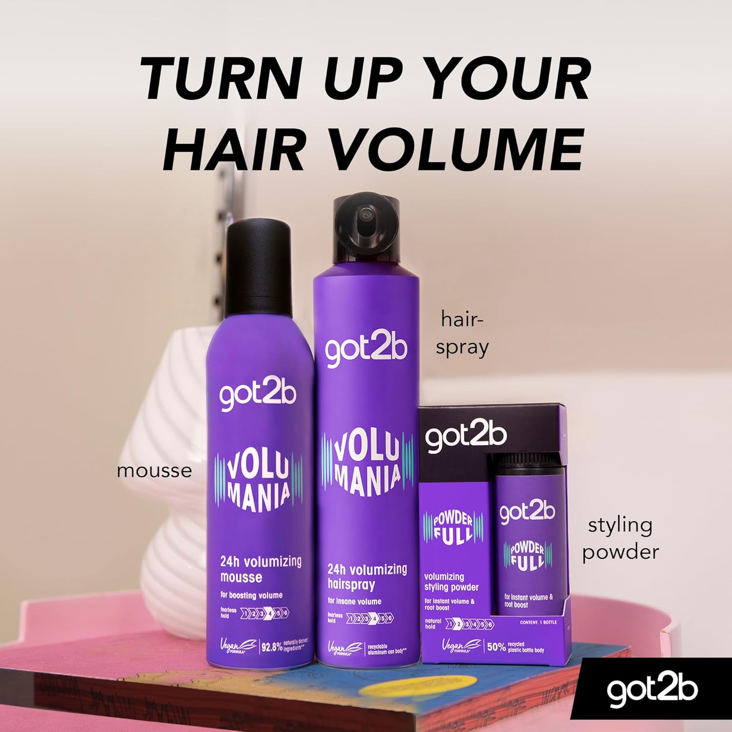 got2b Volumania 24h Volumizing Hairspray Hold 4 300ml routine
