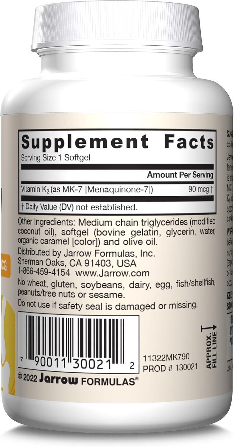 Jarrow Formulas MK-7 - 90 mcg – 60-120 Softgels