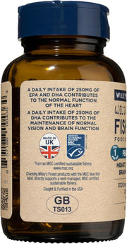 Wiley's Finest Wild Alaskan fish oil Peak EPA 1000mg 30 capsules bottle back