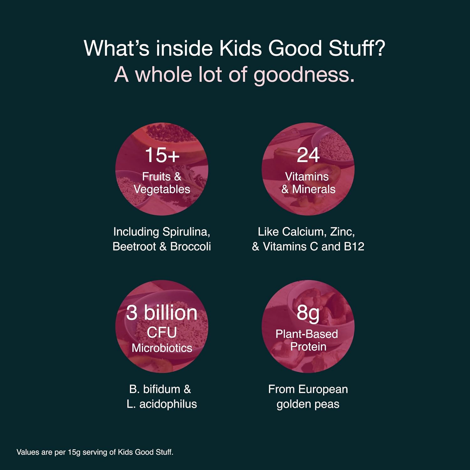 Nuzest Kids Good Stuff Vegan Smoothie Mix, Wild Strawberry - 225g