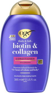 OGX Thick and Full Biotin and Collagen Conditioner 385ml front bottle on white background
