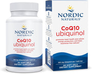 Nordic Naturals Nordic CoQ10 Ubiquinol 100mg 60 soft gel supplement bottle & box.