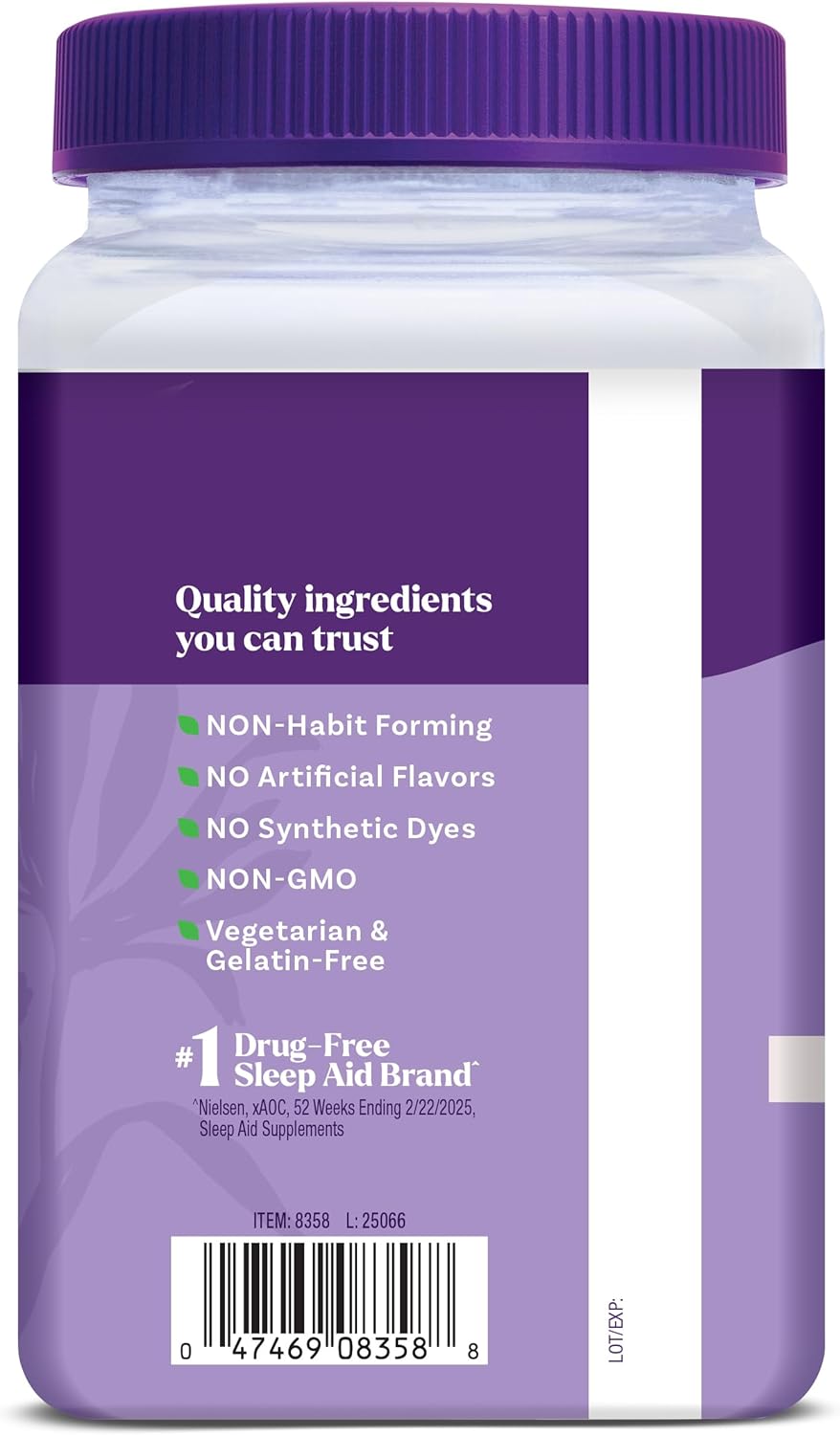 Barcode: Product barcode for Natrol Sleep Gummies supplement.