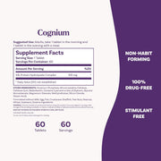 Natrol Cognium Memory supplement facts label bottle 60 tablets