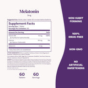 Ingredients and directions for Natrol 3mg Melatonin adult supplement.