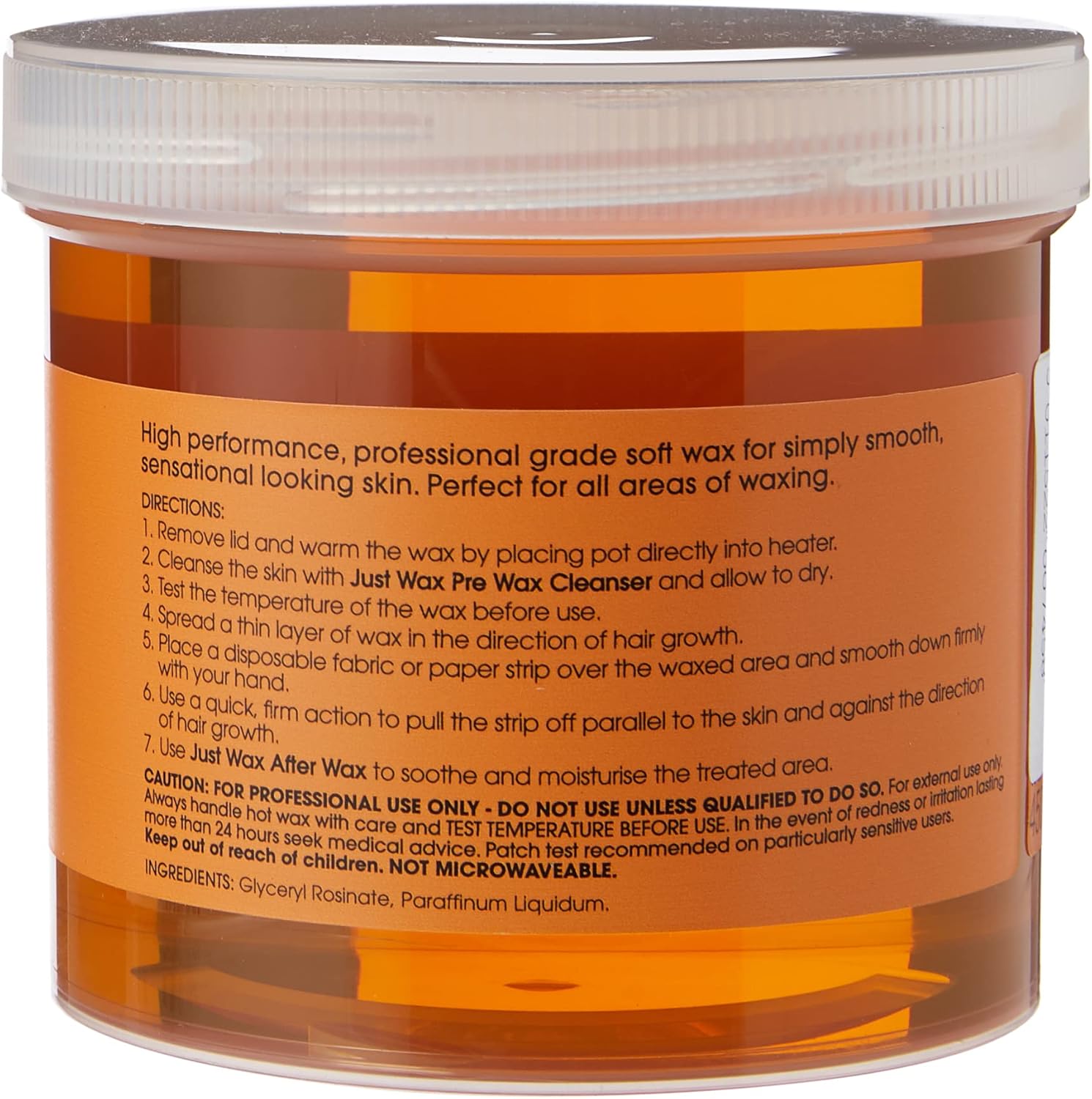 Salon System Just Wax Soft Strip Wax 450g application instructions with waxing strips