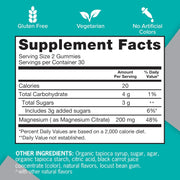 Supplement facts & ingredients image: Qunol Magnesium Gummies supplement facts magnesium citrate ingredients 60 count
