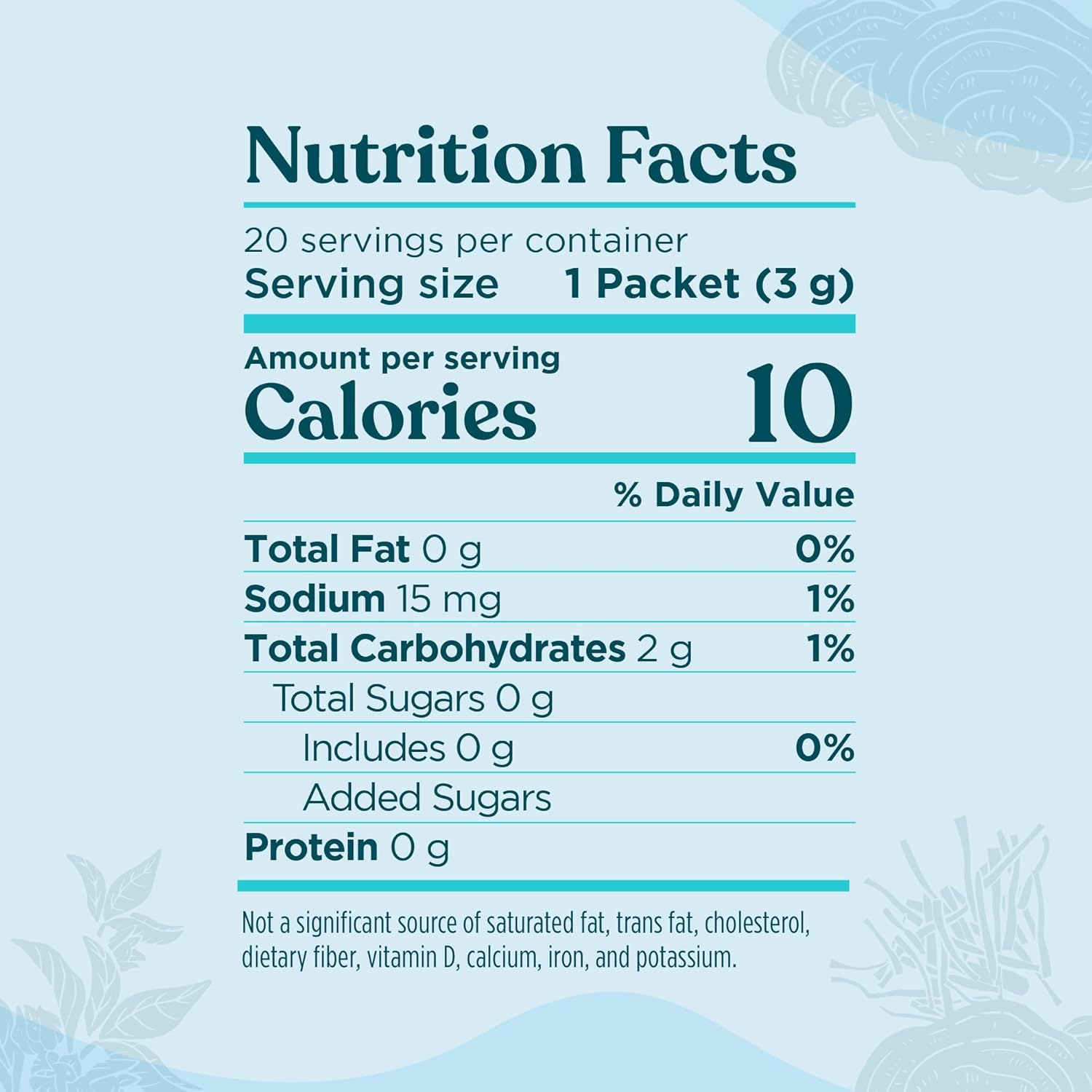 Four Sigmatic Reishi elixir ingredients and nutritional information panel on packaging