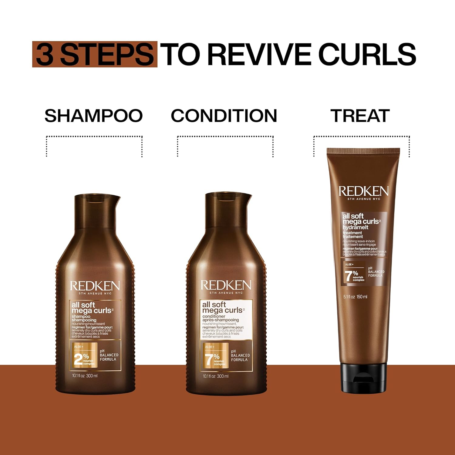 Redken All Soft Mega Curls Shampoo & Conditioner Bundle 2 x 300ml 3 steps to revive curls