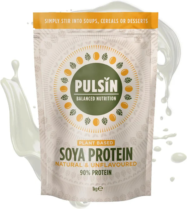 Pulsin Unflavoured Vegan Soya Protein Powder packet, 1kg.