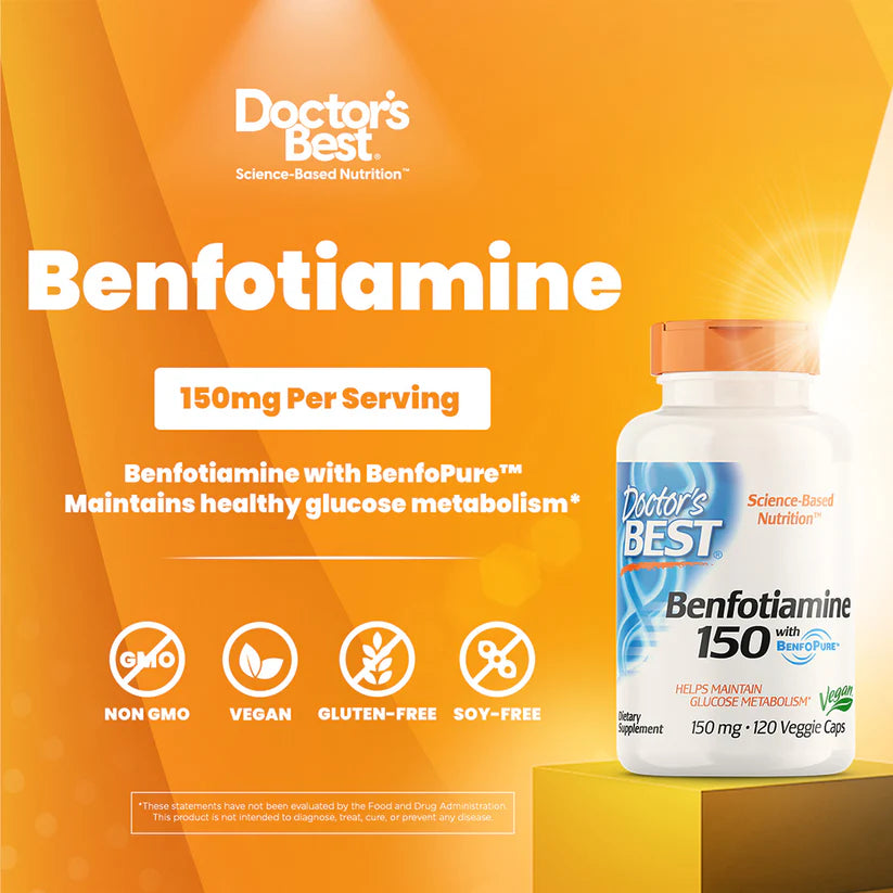 Doctor's Best Benfotiamine 150 with BenfoPure, 150 mg, 120 Veggie Caps