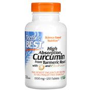 DOCTOR'S BEST High Absorption Curcumin Regular from Turmeric Root with C3 Complex & BioPerine, 1000mg - 120 TabLETSs