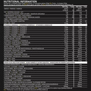 Back label of USN Muscle Fuel Anabolic with nutrition facts.