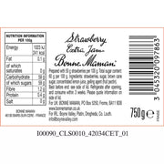 Bonne Maman strawberry conserve nutrition facts, ingredients & barcode label jar 750g