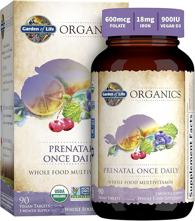 Garden of Life Organics Prenatal Once Daily bottle & box 90 vegan tablets