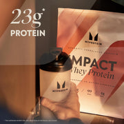 MyProtein Impact Whey Protein Powder Chocolate Smooth flavour protein shake lifestyle use image 2.5kg pouch