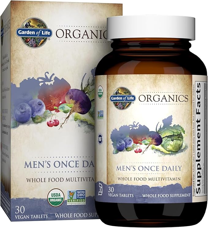 Garden of Life Organics Once Daily Men's Multivitamin bottle & box  30 tablets