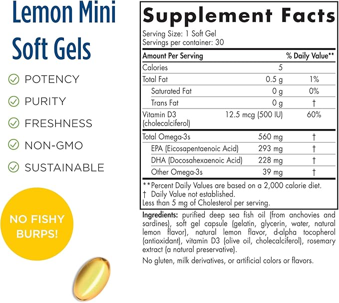 Supplement facts label for Nordic Naturals ultra-high potency omega one and D3 formula.