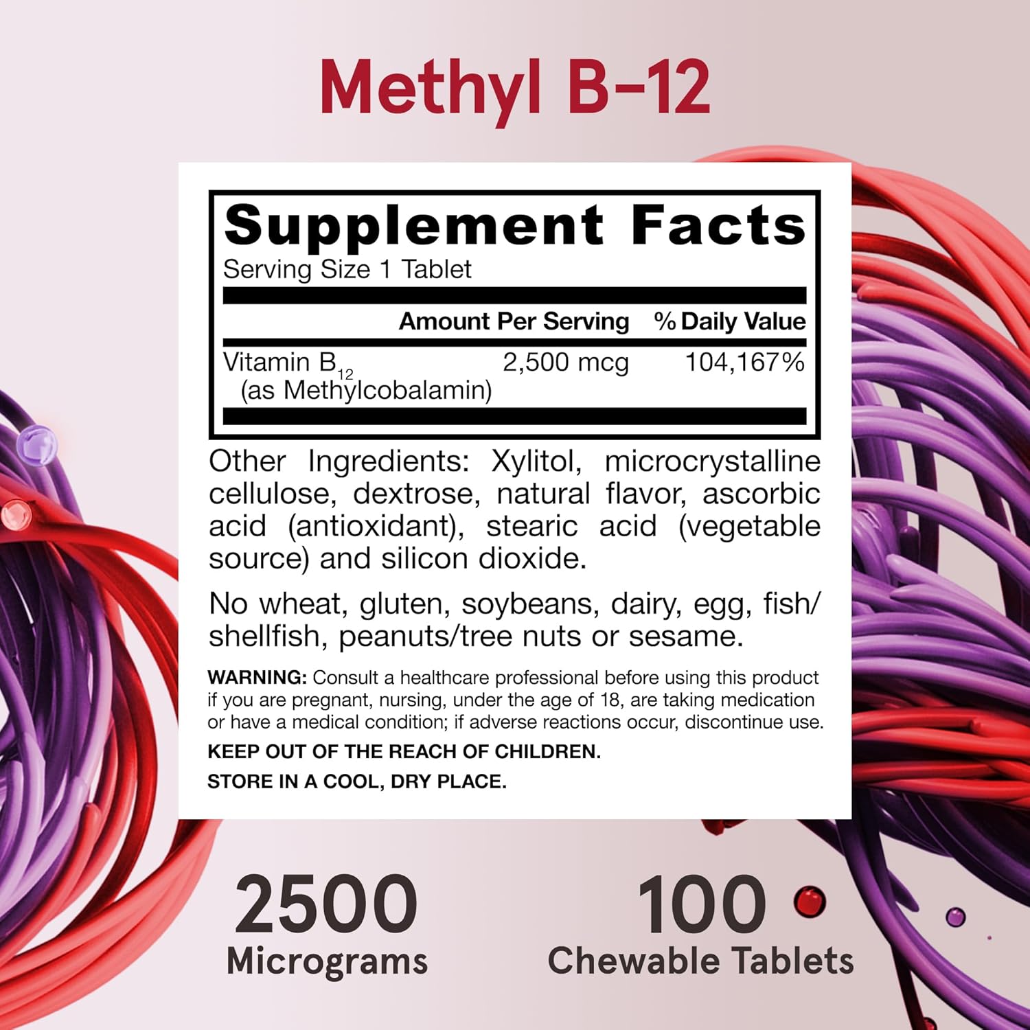 Jarrow Formulas Methyl B-12 Tropical - 2500 mcg – 100 Chewable Tablets