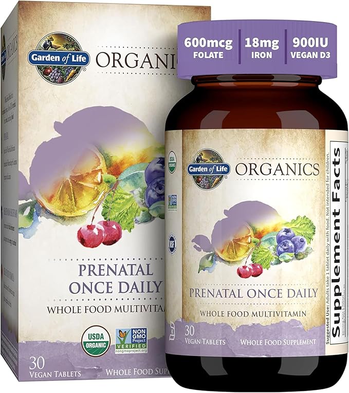 Garden of Life Organics Prenatal Once Daily bottle & box 30 vegan tablets