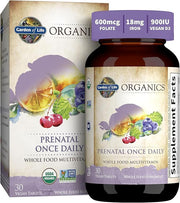 Garden of Life Organics Prenatal Once Daily bottle & box 30 vegan tablets