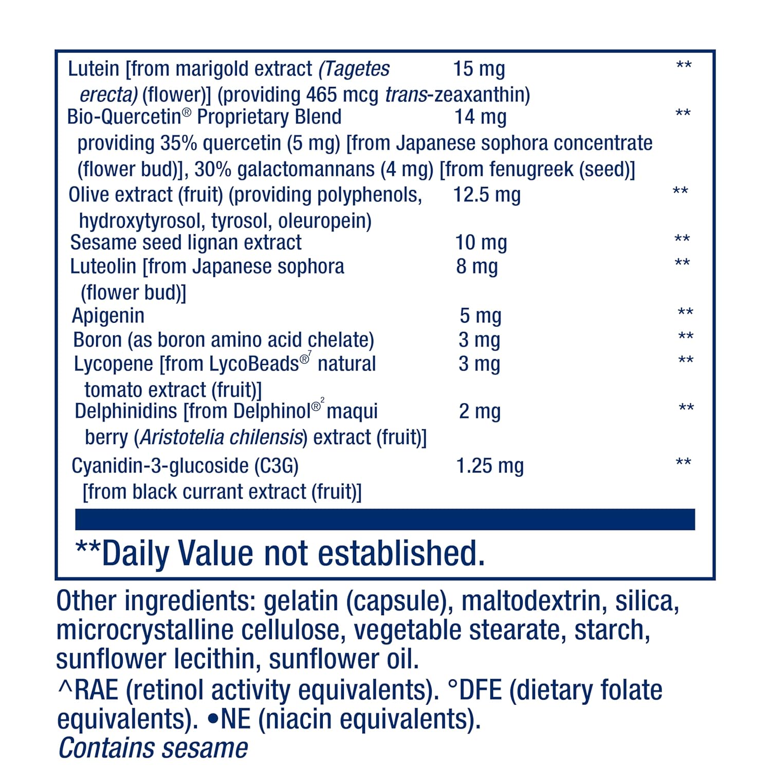 Supplement facts label for Life Extension Mix Without Copper formula showing ingredients.