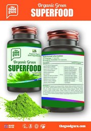 The Good Guru Organic Green Superfood - Blend of 18 Plants, 90 Capsules