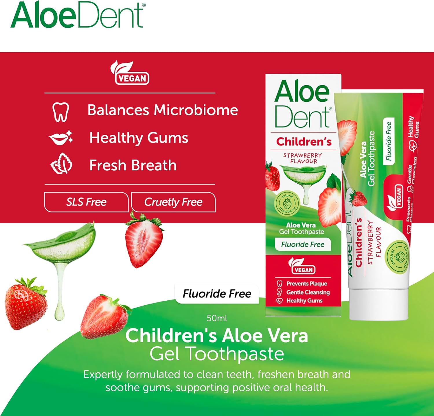 Aloe Dent Children's Aloe Vera Toothpaste Strawberry - 50ml