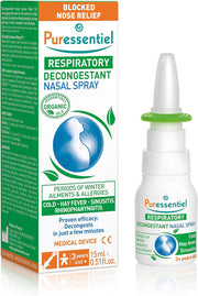 Puressentiel Organic Nasal Spray box & bottle, 15ml, for adults and kids 3+.