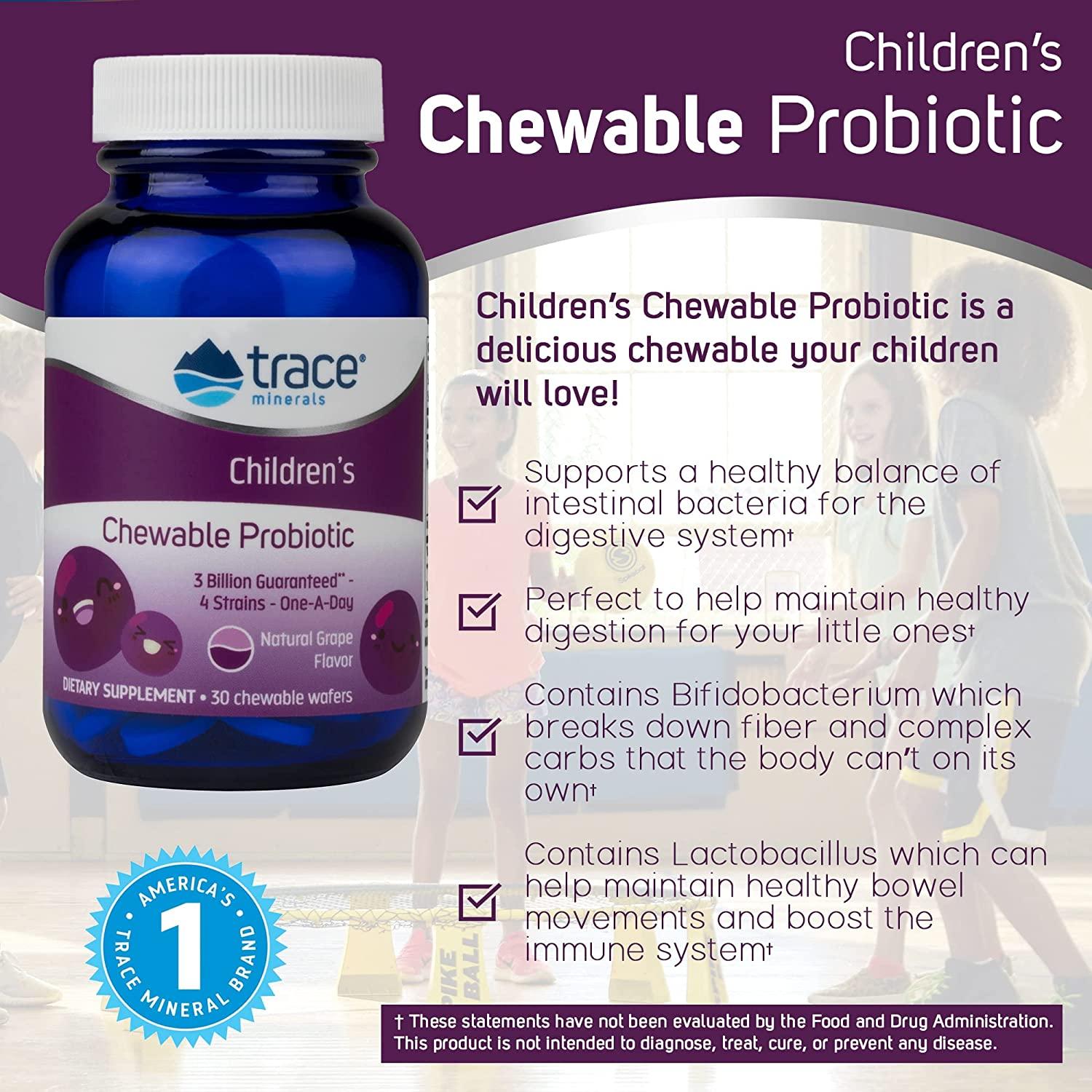 Trace Minerals Children’s Chewable Probiotic Grape - 30 Wafers