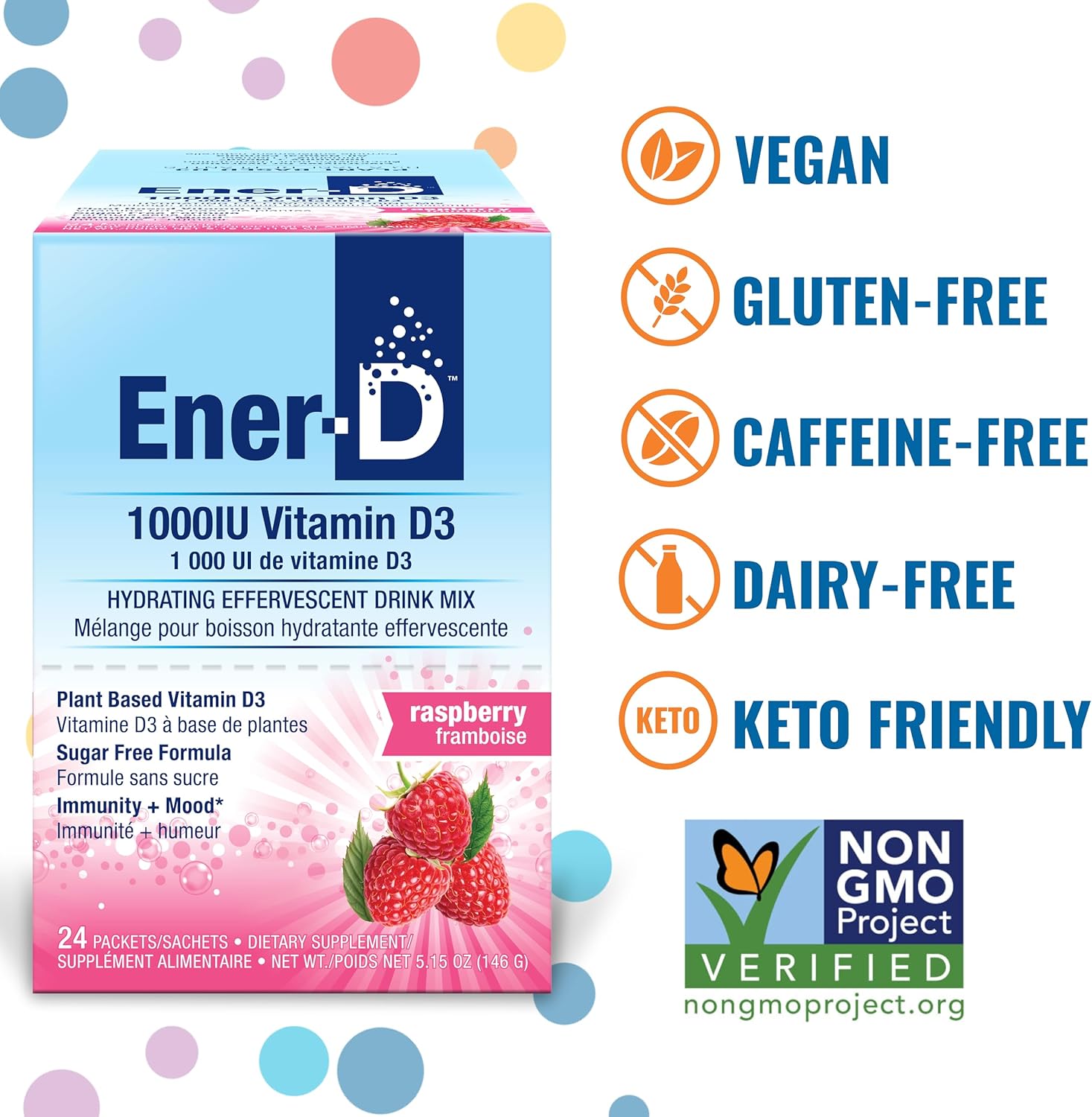 Ener-D Sugar Free Raspberry Vitamin D Powder Mix box