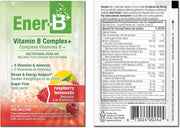 Ener-B+ Sugar Free Raspberry Lemonade vitamin B powder mix front label 5.66g sachets with barcode