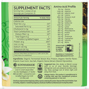 Supplement Facts: Ingredients and nutrition info for Sunwarrior Vanilla Brown Rice Protein