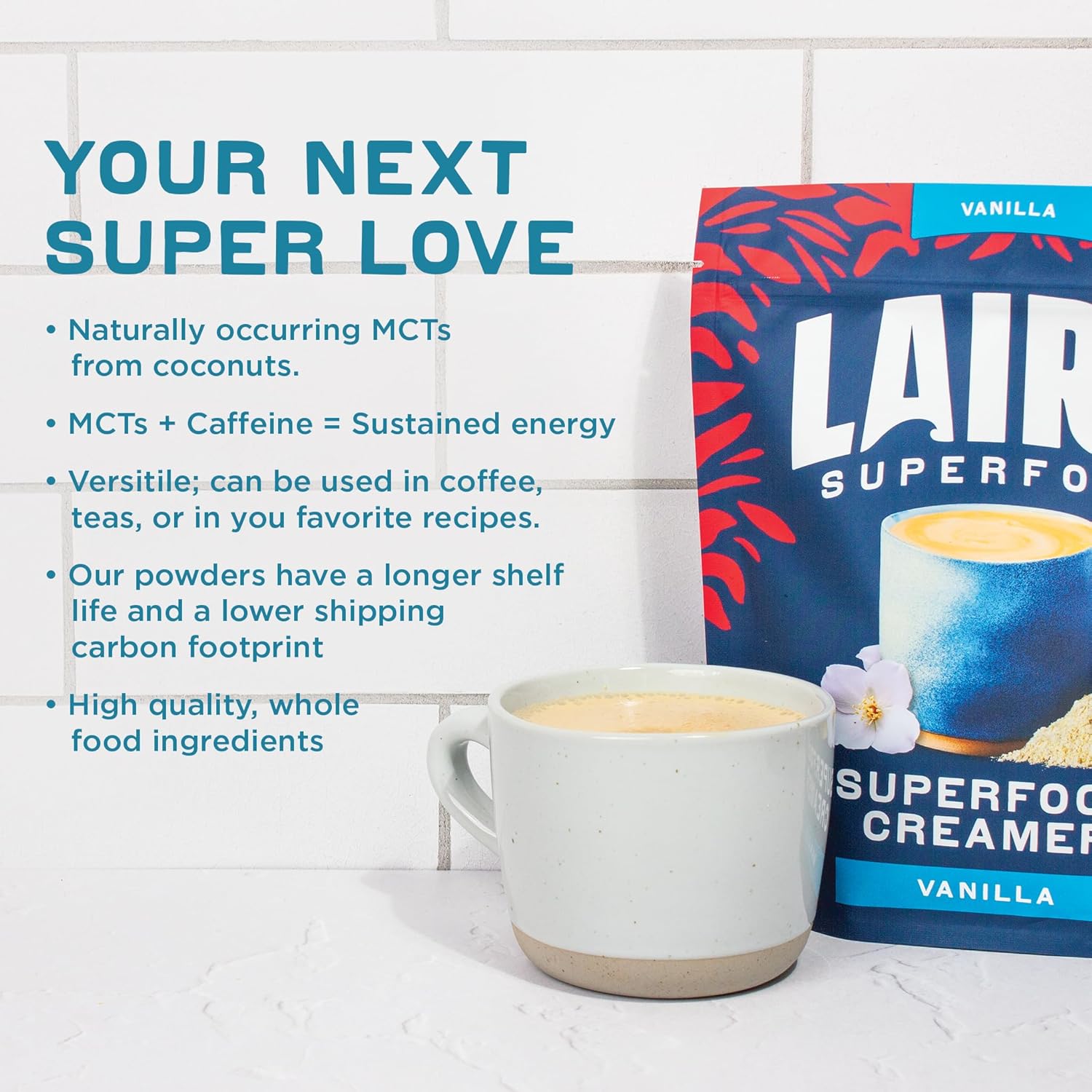 Laird Superfood Non-Dairy Coffee Creamer, Vanilla – 227g