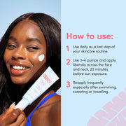 How to Use: Water-gel sunscreen being applied to skin.