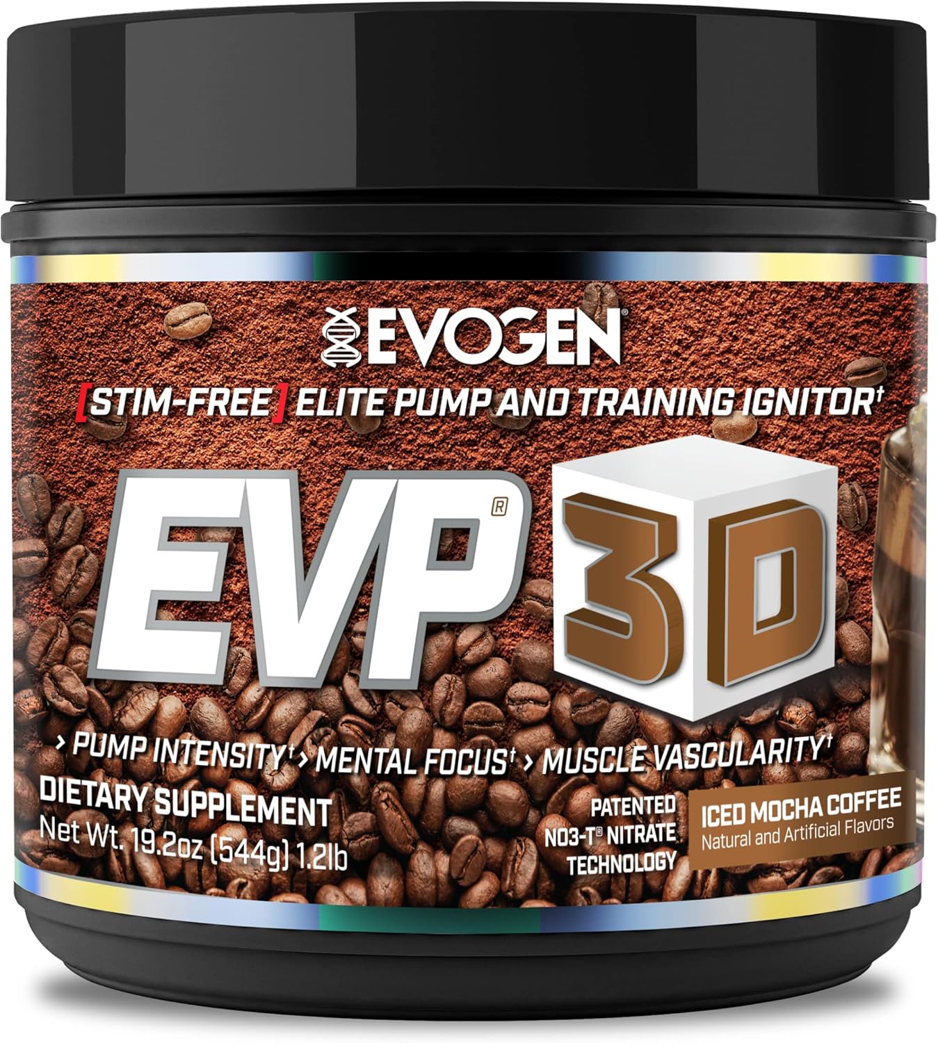Evogen EVP-3D Pre-Workout Iced Mocha 544g tub supplement
