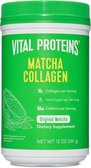 Front image: Vital Proteins Matcha Collagen powder original flavour tub 341g