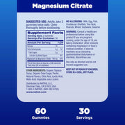 Natrol Magnesium Citrate supplement facts label bottle 60 gummies