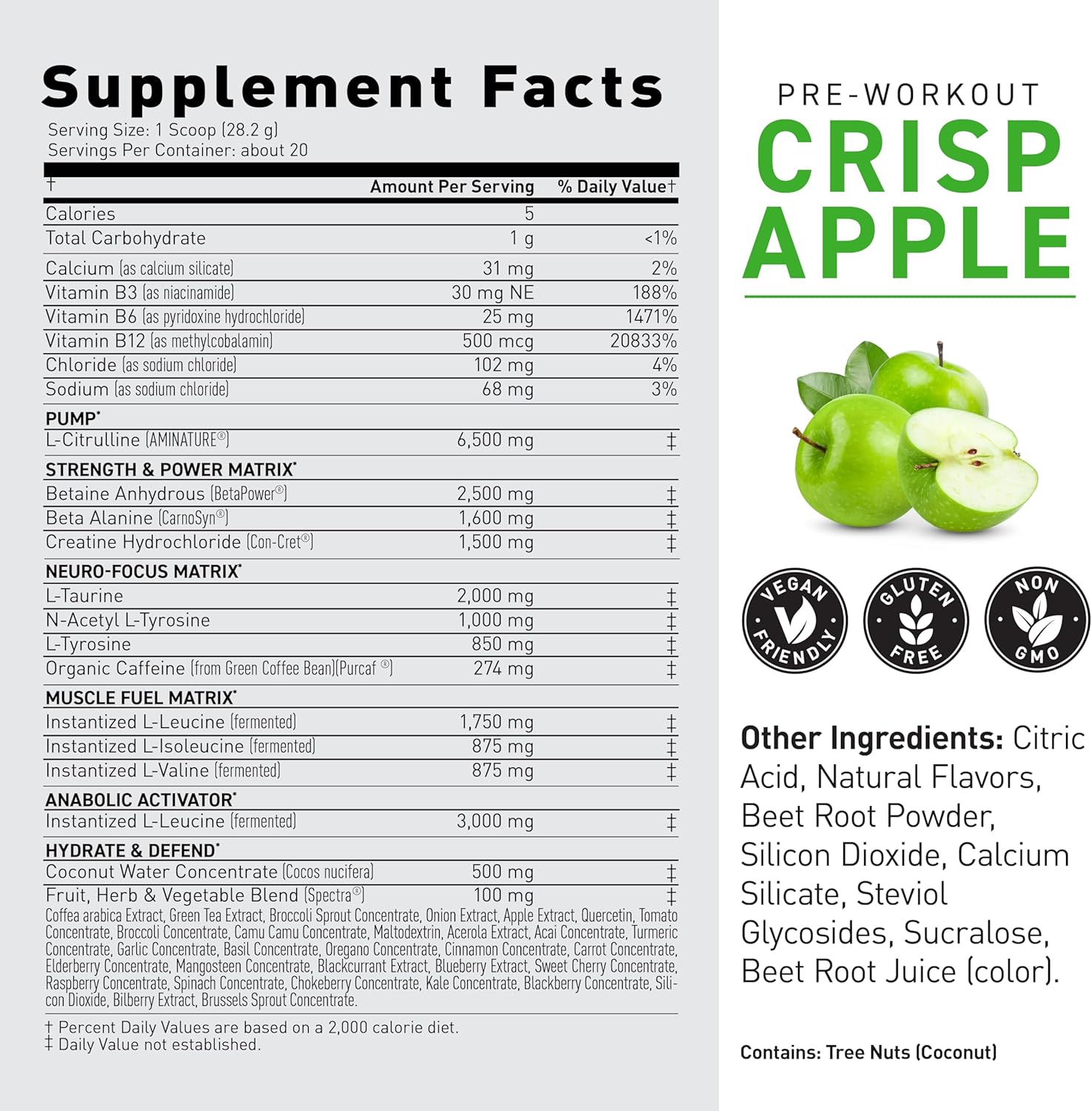 Kaged Original supplement powder nutrition label 564g on white background