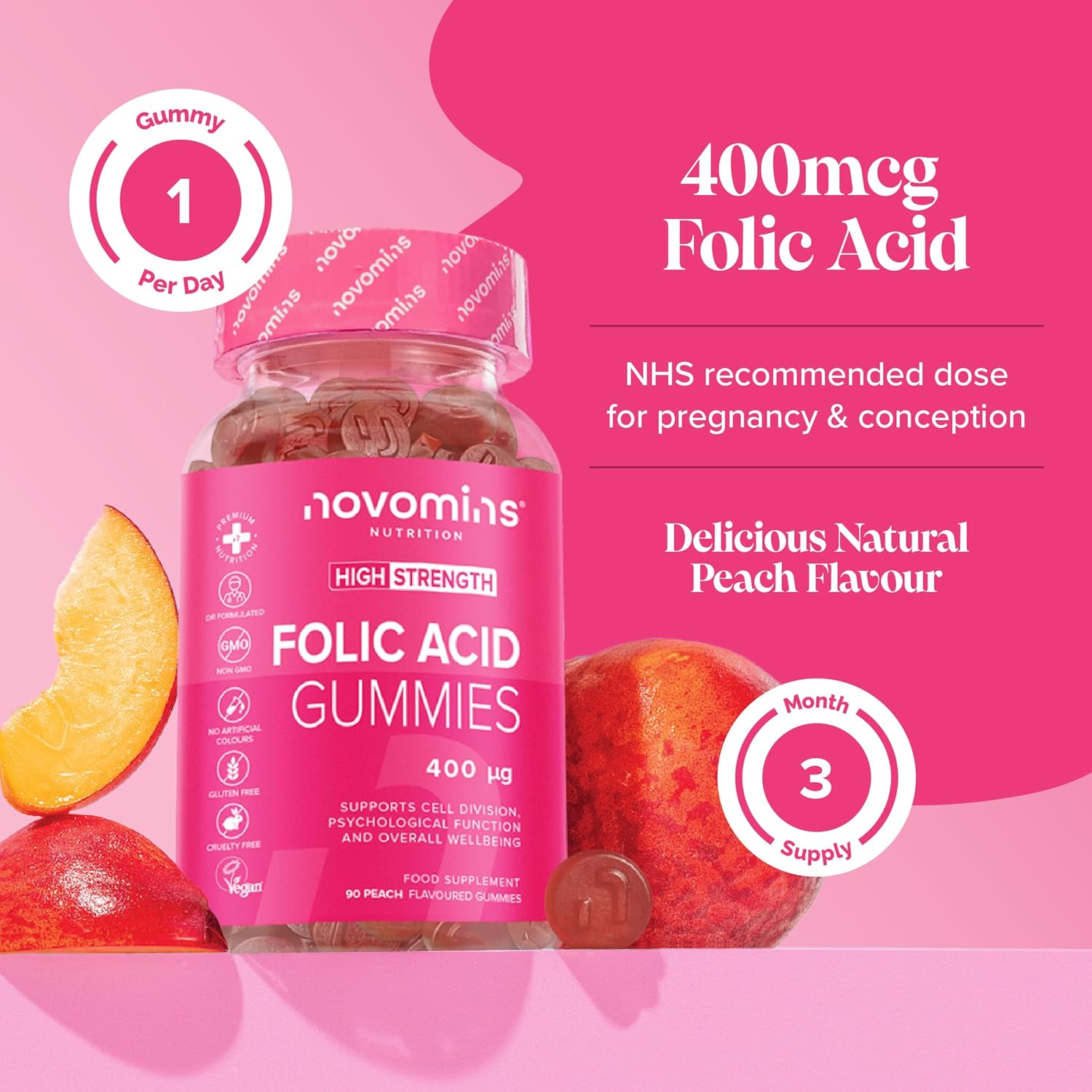 Novomins Nutrition Folic Acid Gummies 400mg