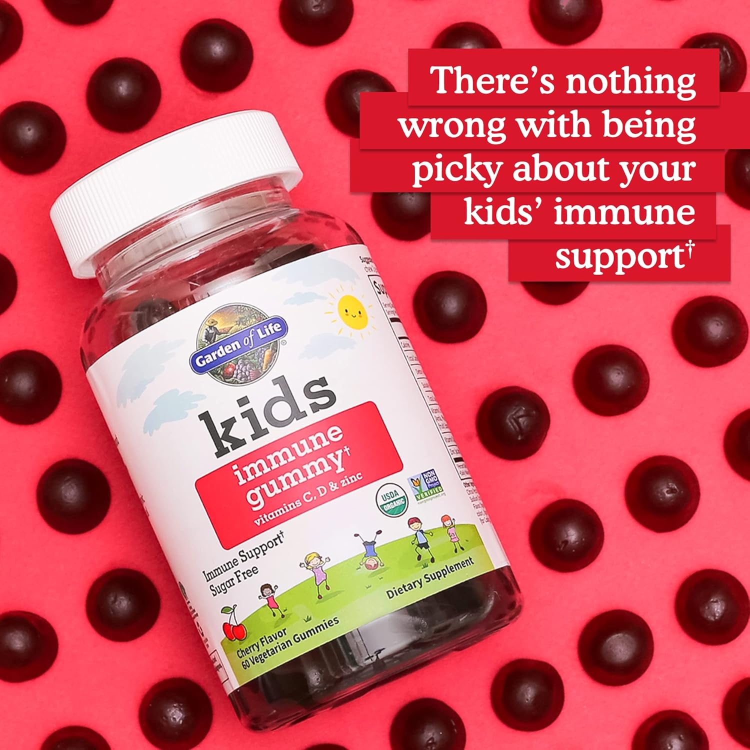 Garden of Life Kids Gummies - Vitamin C, D & Zinc, Cherry - 60 Count