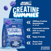 Applied Nutrition Creatine Monohydrate Gummies 3000mg - 80 Count