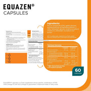 Package of Equazen capsules with ingredients and nutritional information on a white background