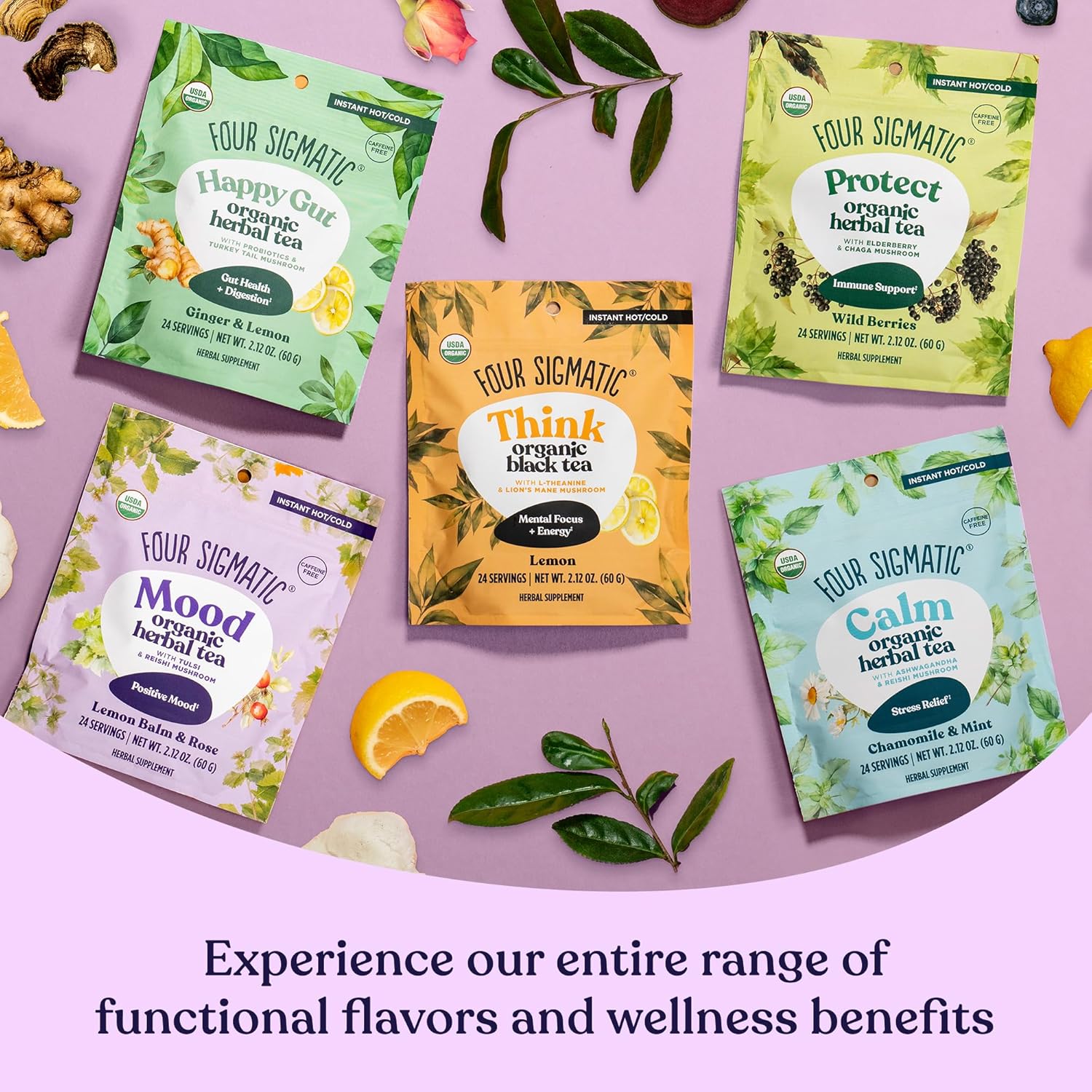 Four Sigmatic Organic Herbal Tea, Lemon Balm & Rose - 60g other variants.