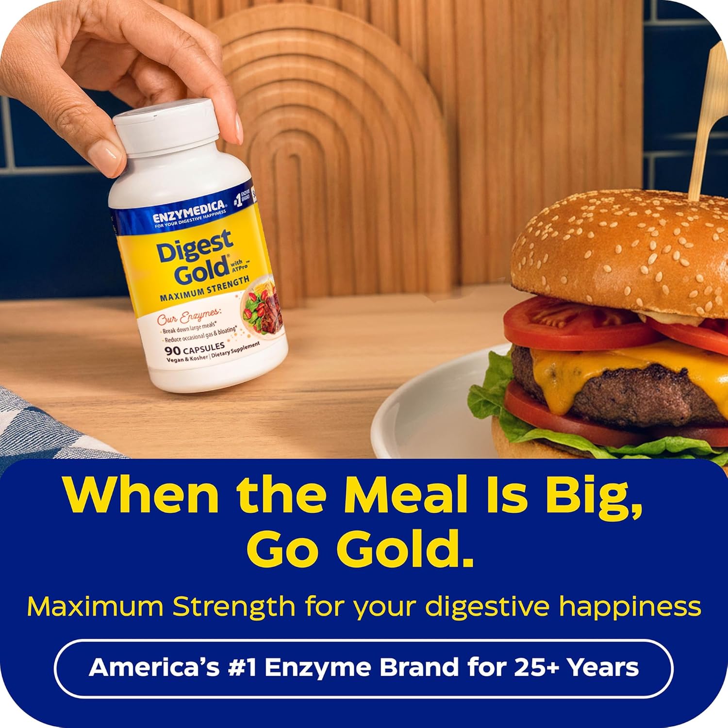 Enzymedica Digest Gold enzyme capsules 90 count daily use with meals
