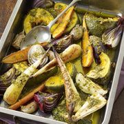 Lifestyle/use image: Filippo Berio pesto pasta dish Italian basil sauce