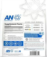 Supplement Facts & Ingredients Image: Applied Nutrition creatine peptide powder ingredients label 444g bag