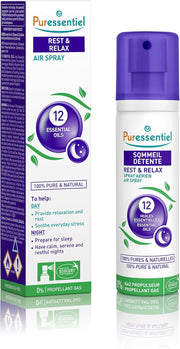 Puressentiel Rest & Relax Air Spray with 12 Essential Oils, 75ml bottle & box.
